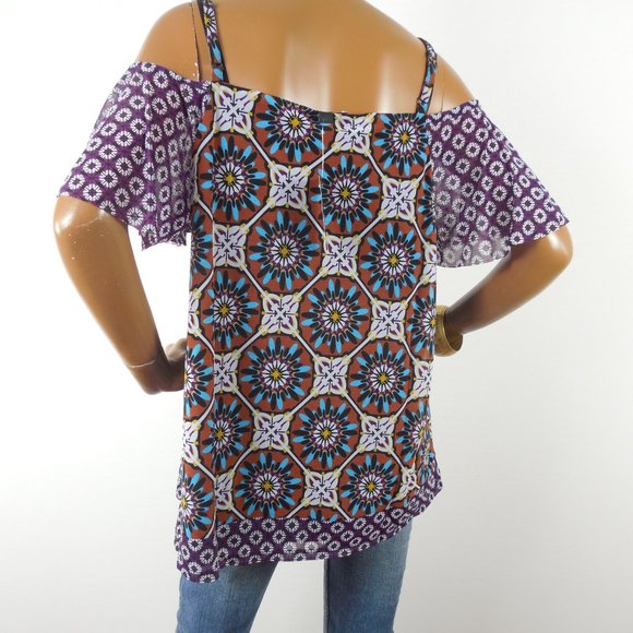 INC Top XXL $59 NWT Multi Color Cold Shoulder - Picture 7 of 9